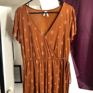 Orange faux wrap dress